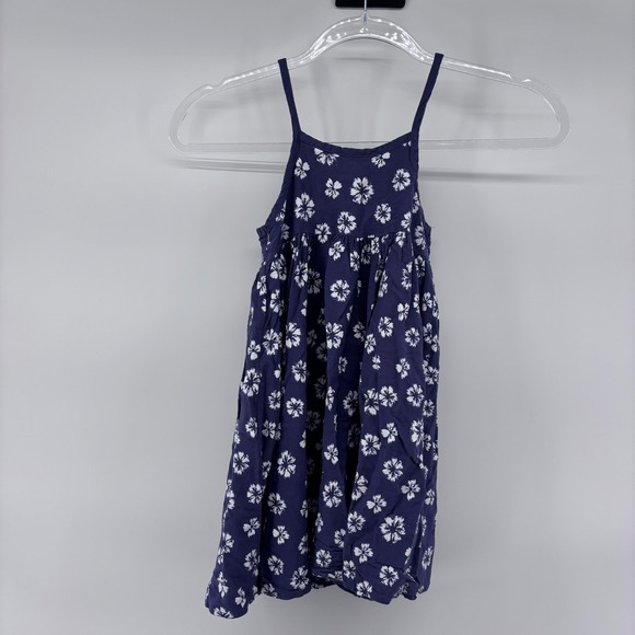 French Connection Kids Blue Floral Print Sleeveless Dress - Size 6 - Picture 1 of 5